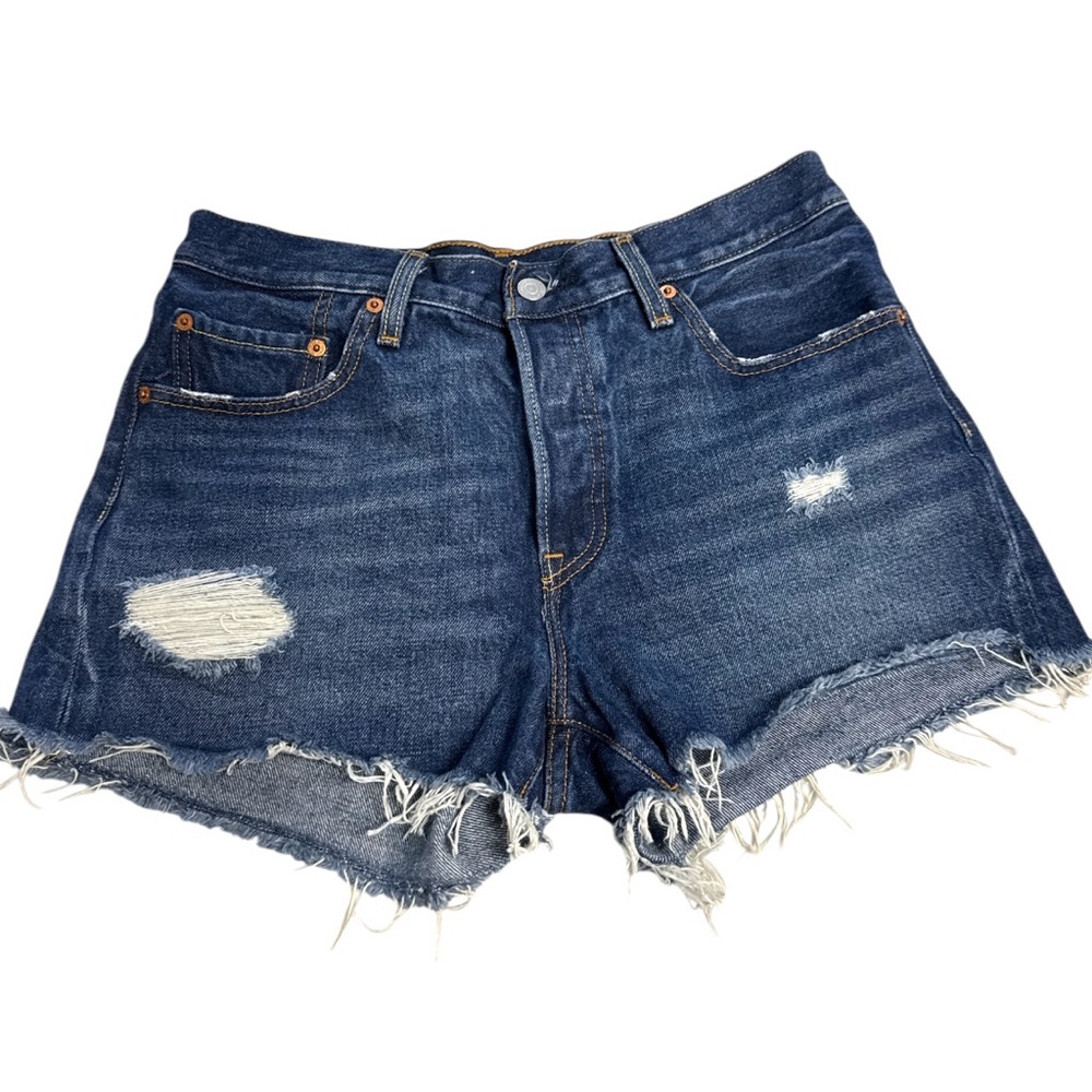Levi’s 501 Button Fly Denim Distressed Frayed Women's Shorts Size 28